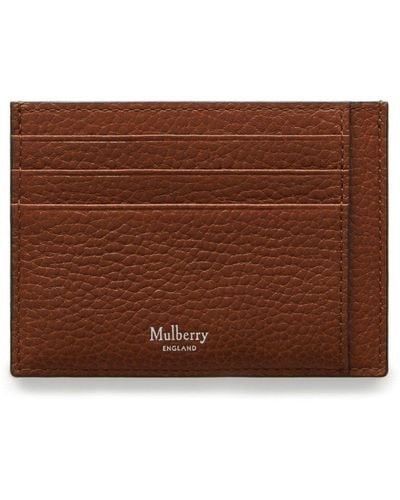 Mulberry Card Holder In Oak Small Classic Grain - Brown