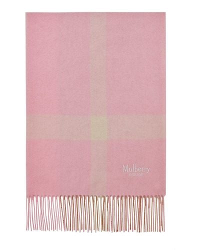 Mulberry Large Check Lambswool Scarf - Pink