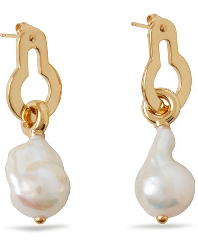 Mulberry Amberley Baroque Pearl Earrings In Gold Baroque Freshwater Pearl And Gold Plated Brass - Metallic
