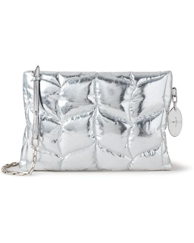 Mulberry Softie Clutch In Silver Crinkled Metallic Leather