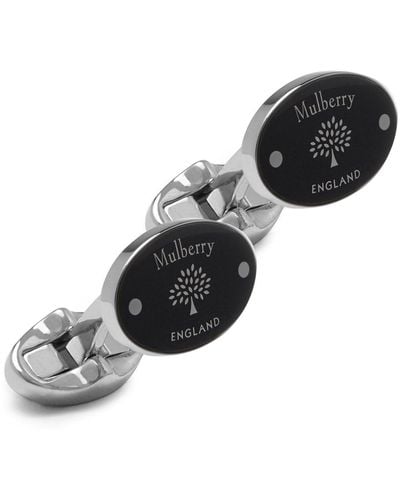 Mulberry Oval Tree And Rivet Cufflinks - Black