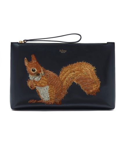 Mulberry Squirrel Large Pouch - Blue