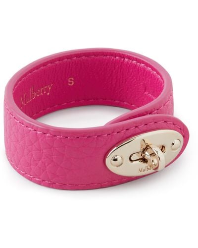 Mulberry Bayswater Leather Bracelet In Pink Small Classic Grain