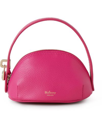 Mulberry Billie Mini Pouch With Top Handle In Pink Small Classic Grain
