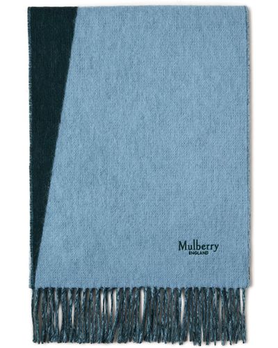 Mulberry Cashmere Blend Bi-colour Scarf - Blue