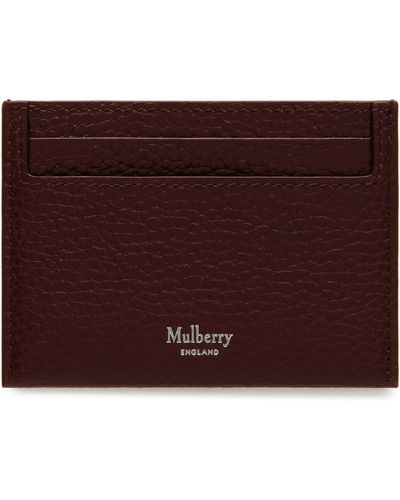Mulberry Credit Card Slip In Oxblood Natural Grain Leather - Multicolour