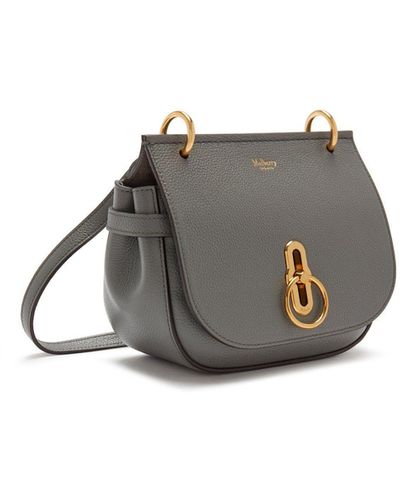Mulberry Small Amberley Satchel In Charcoal Small Classic Grain - Gray