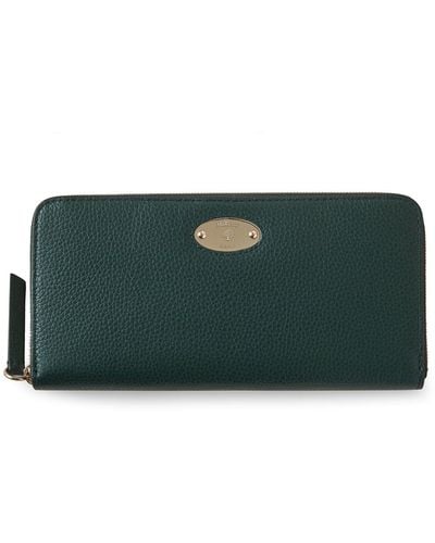 Mulberry Plaque 8 Credit Card Zip Purse In Green Small Classic Grain