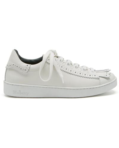 Mulberry Jump Fringe Sneaker In White Smooth Calf