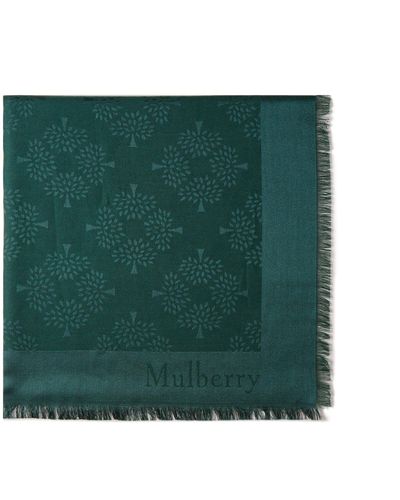 Mulberry Tree Scarf In Green Silk And Organic Cotton