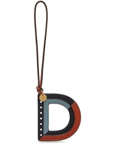 Mulberry Tri-colour Leather Keyring - Black