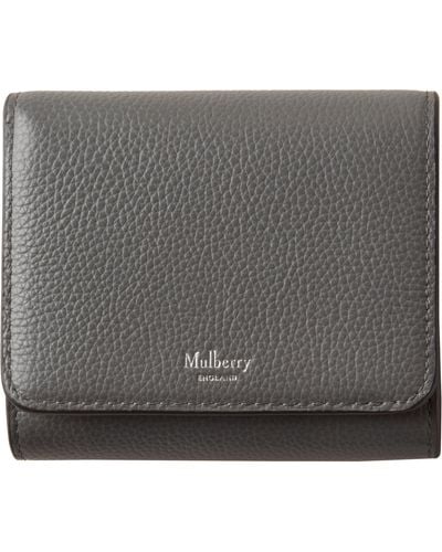 Mulberry Small Continental French Purse Leather Wallet - Grey