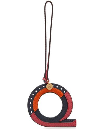 Mulberry Tri-colour Leather Keyring - Red