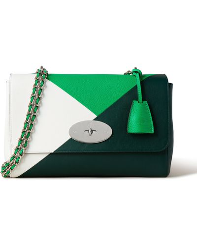 Mulberry Medium Lily In Lawn Green, White And Green Silky Calf Leather