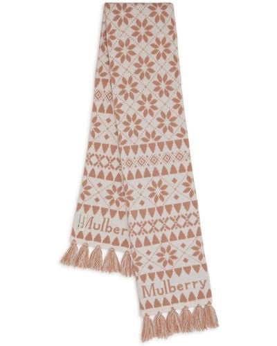 Mulberry Fairisle Knit Scarf - Natural