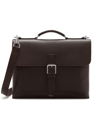 Mulberry Chiltern Small Briefcase In Chocolate Natural Grain Leather - Brown