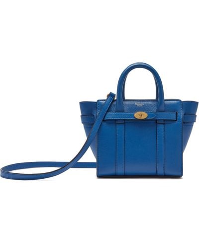 Mulberry Micro Zipped Bayswater In Porcelain Blue Small Classic Grain