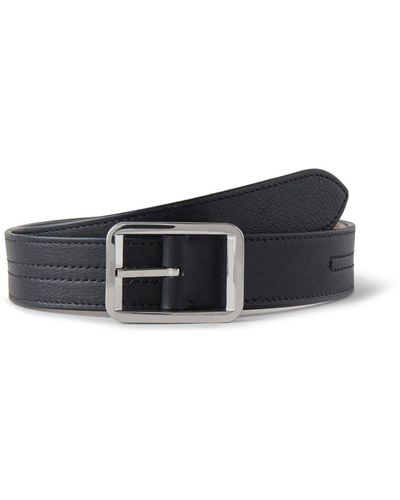 Mulberry Stitched Reversible Belt In Black Silky Calf