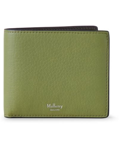 Mulberry 8 Card Coin Wallet In Summer Khaki Heavy Grain - Green
