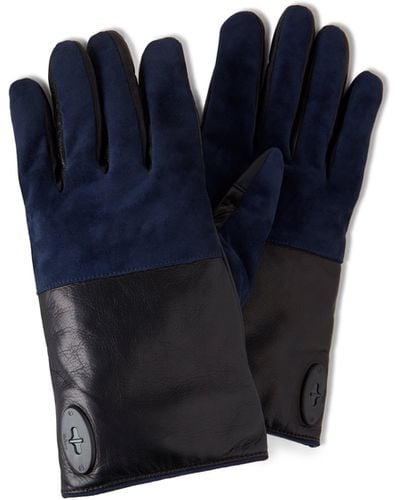 Mulberry Touchscreen Leather Gloves - Blue