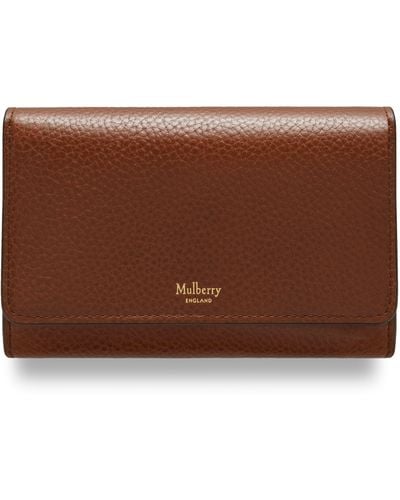 Mulberry Medium Continental French Purse In Oak Natural Grain Leather - Brown