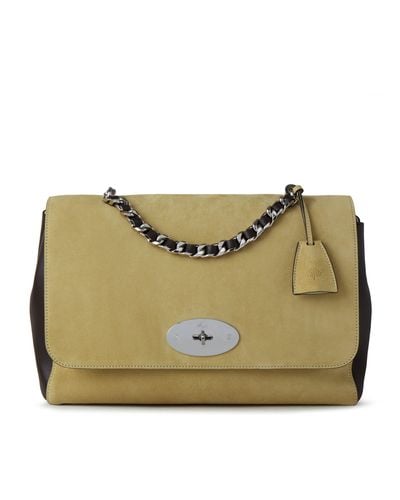 Mulberry Oversized Lily In Wild Primrose And Ebony Suede And Leather - Green