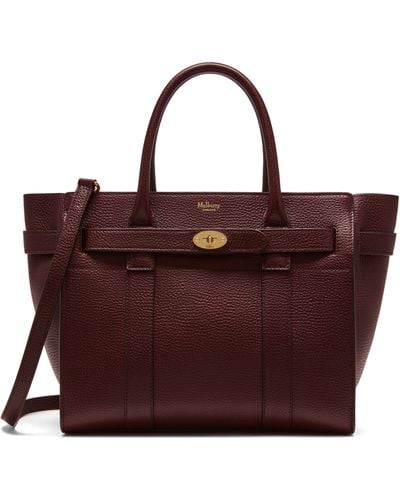 Mulberry Small Zipped Bayswater In Oxblood Natural Grain Leather - Red