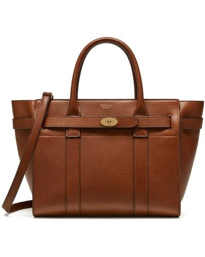 Mulberry Small Zipped Bayswater In Oak Natural Grain Leather - Multicolour