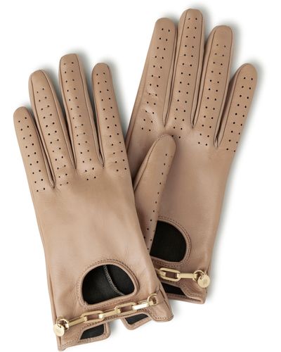 Mulberry Chain Driving Gloves - Natural