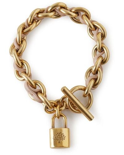 Mulberry Lily Leather Chain Bracelet In Maple Leather And Metal - Metallic