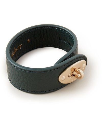 Mulberry Bayswater Leather Bracelet In Green Small Classic Grain - Black