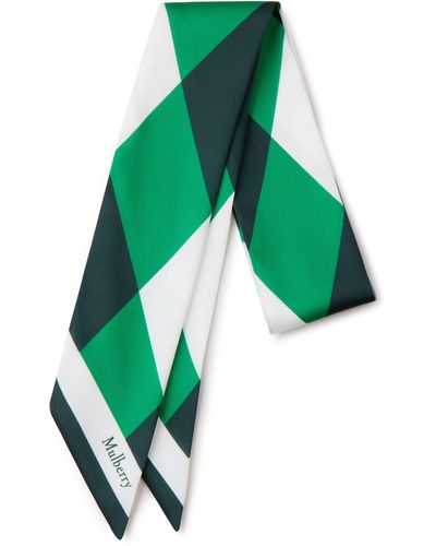 Mulberry Colour Block Bag Scarf In Lawn Green And White Recycled Polyester