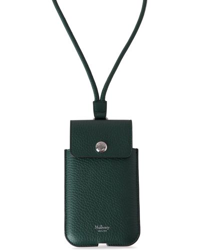 Mulberry City Phone Pouch In Green Heavy Grain