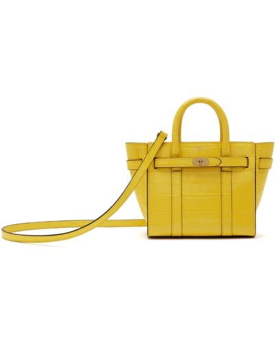 Mulberry Micro Zipped Bayswater In Citrus Yellow Croc Print
