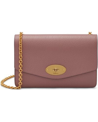 Mulberry Small Darley In Mocha Rose Small Classic Grain - Pink