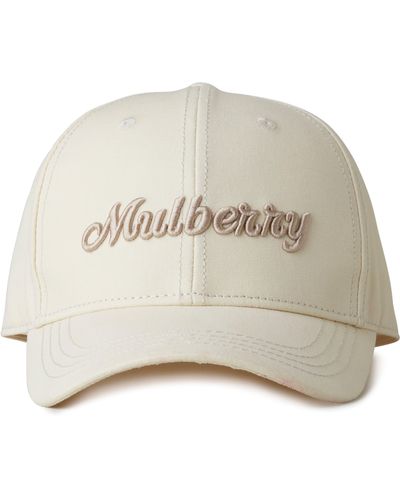 Mulberry Logo Embroidered Baseball Cap - White