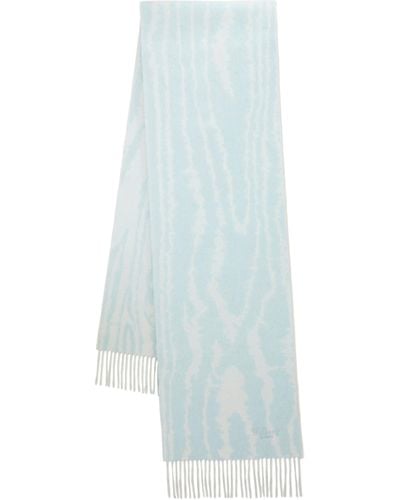 Mulberry Cashmere Blend Moire Scarf - Blue