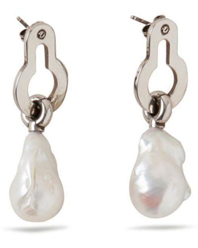 Mulberry Amberley Baroque Pearl Earrings In Silver Baroque Freshwater Pearl And Silver Plated Brass - Metallic