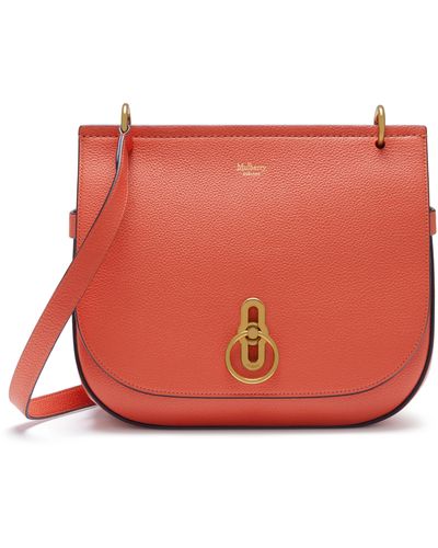 Mulberry Amberley Satchel In Coral Rose Small Classic Grain - Pink