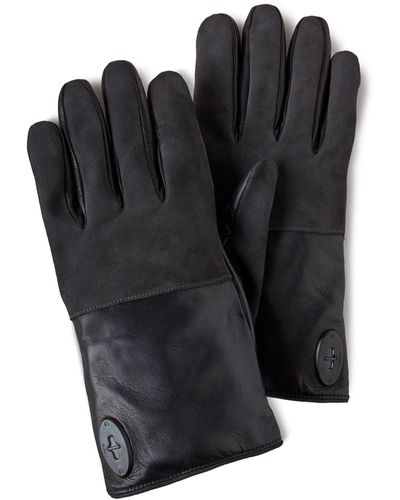 Mulberry Mens Touchscreen Leather Gloves In Black And Charcoal Leather