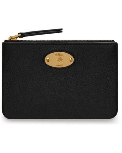 Mulberry Plaque Small Leather Zip Coin Pouch - Black
