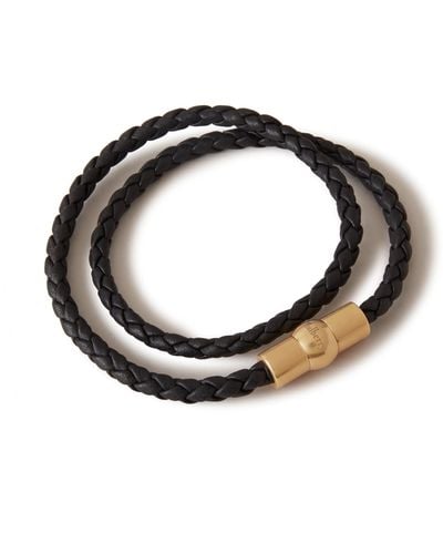 Mulberry Iris Double Leather Bracelet In Black Silky Calf