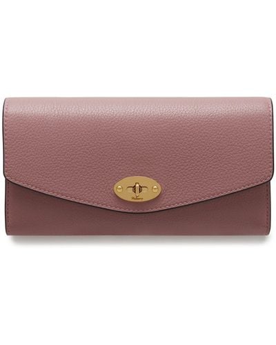Mulberry Darley Wallet In Mocha Rose Small Classic Grain - Multicolour