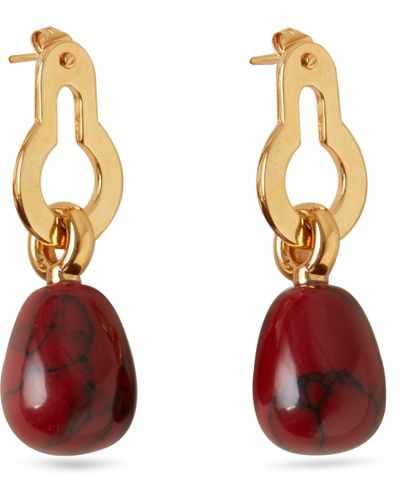 Mulberry Amberley Baroque Resin Earrings In Ebony Gold Plated Brass And Resin - Red