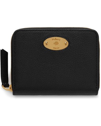 Mulberry Plaque Small Zip Around Purse - Black