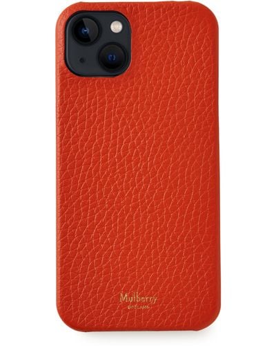 Mulberry Iphone 13 Case In Coral Orange Heavy Grain - Red