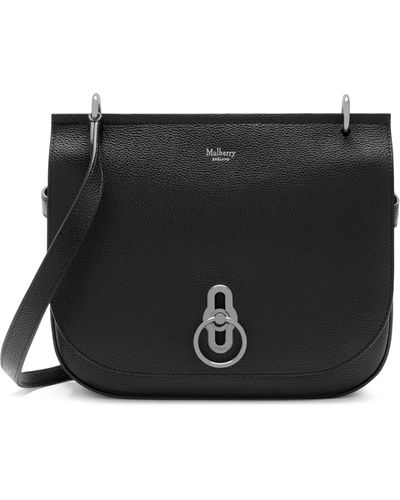 Mulberry Amberley Satchel In Black And Silver Toned Small Classic Grain - Metallic