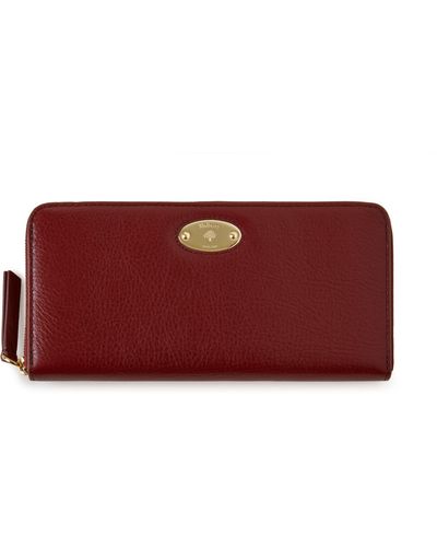Mulberry Plaque 8 Credit Card Zip Purse In Crimson High Shine Leather