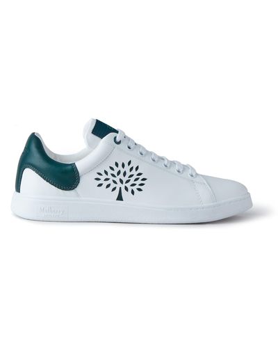 Mulberry Tree Tennis Trainers In Green Bovine Leather - Blue