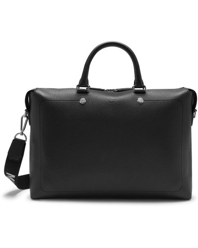 Mulberry City Briefcase In Black Heavy Grain And Branded Webbing